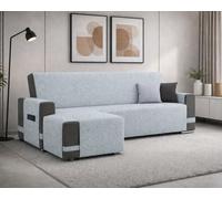Farè - Copridivano con Penisola Impermeabile - Personalizzato su Misura per il tuo divano - Salvadivano COVER con chaise longue - Made in Italy - ROMA grigio