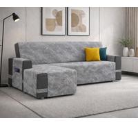 Farè - Copridivano con Penisola Impermeabile - Personalizzato su Misura per il tuo divano - Salvadivano COVER con chaise longue - Made in Italy - DEKORA antracite