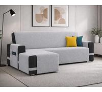 Farè - Copridivano con Penisola Impermeabile - Personalizzato su Misura per il tuo divano - Salvadivano COVER con chaise longue - Made in Italy - ARMOR grigio