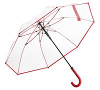FARE Ombrello trasparente - Ombrello da donna automatico - Manico rosso - Bordo e balene rosse