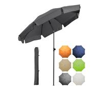 FARE Ombrellone - Protezione UV 50+ per balcone giardino patio estate - finitura titanio Kink dispositivo Twist Lock con borsa per il trasporto, mantovana grigia, 180 cm