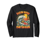 Fare Onde dalla Tomba Scheletro Surf Vintage Maglia a Manica