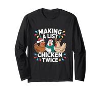 Fare Una Lista di Pollo Due Volte Divertente Natale Maglia a Manica