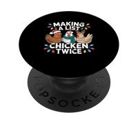 Fare una lista di pollo due volte divertente Natale PopSockets PopGrip Adesivo