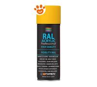 FAREN RAL ACRYLIC, Vernice spray Acrilica 100%, Smalto FIDELITY RAL, Colori Brillanti a Rapida Essiccazione, 400ml (RAL 1003 GIALLO SMERALDO)(1pz)