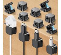Farerkass 12 Pezzi Clip per Cavi Magnetico, Ferma Cavi Adesivi Organizzatore Regolabile, Fermacavi Adesivi Autoadesivo per Scrivania, Comodino, Cavi di Ricarica, Hdmi, Usb, Cavo Audio, Nero