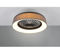 FARESUND VENTILATORE E PLAFONIERA LED 30W 3500lm, 2700 - 6500K DIFFUSORE SATINATO CON BORDO TESSUTO GRIGIO CON TELECOMANDO MULTIFUNZIONE REGOLAZIONE INTENSITA' E TEMPERATURA DI COLORE D.48,5CM