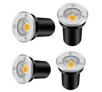 Faretti a LED da 4 pezzi - Lampada da terra rotonda da 3 W per esterni, luce per pozzo interrato/Mini faretto da giardino COB/Illuminazione da giardino impermeabile IP67(Yellow,3W(12-24v))