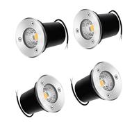 Faretti a LED da 4 pezzi - Lampada da terra rotonda da 3 W per esterni, luce per pozzo interrato/Mini faretto da giardino COB/Illuminazione da giardino impermeabile IP67(Red,3W(85-265v))