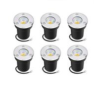 Faretti a LED da 6 pezzi - Lampada da terra rotonda da 3 W per esterni, luce per pozzo interrato/Mini faretto da giardino COB/Illuminazione da giardino impermeabile IP67(Warm white,3W(12-24v))