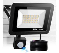 Faretti a LED per esterni con sensore di movimento, 20 W, 2000 lm, 24 LED, luce riflettore super luminosa, bianco freddo, 3000 K, IP65, applique da parete esterna, impermeabile, per giardino, garage