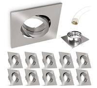 Faretti da incasso, quadro in acciaio inox, forma quadrata 10er-Set - Edelstahl Optik