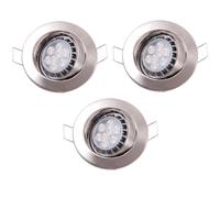 Faretti da incasso rotondi Set di luci da incasso Plafoniere Luci da incasso orientabili, metallo spazzolato ferro, LED 8W 430Lm, P 8,3 cm, set di 3