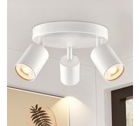 Faretti da Soffitto Orientabili Bianco, Faretti LED da Soffitto GU10 3 Luci Rotonda Plafoniera LED Faretti, Moderna Faretti da Parete Interno per Corridoio Soggiorno Cameretta, Senza Lampadina