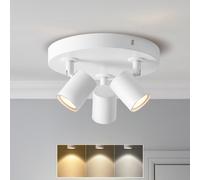 Faretti da Soffitto Orientabili Rotondo Plafoniera Bianca con 3 Faretti Applique