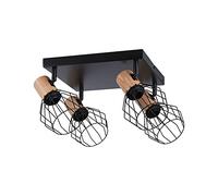 Faretti da soffitto Paulmann " Lanka " E14 230 V max. 4x20 W Nero | Teste orientabili Spot, dimmerabili a seconda della sorgente luminosa, montaggio a soffitto, in Legno e Nero