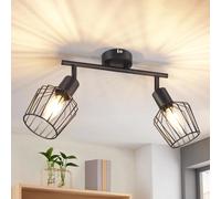 Faretti da soffitto per illuminazione da parete Faretti da soffitto orientabili E14 2 faretti da soffitto fiammeggianti nero/bianco Plafoniera vintage girevole a 350° per corridoio bagno cucina (senza