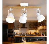 Faretti da soffitto, Plafoniera a LED 3 luci Plafoniera per interni con attacco E14, Plafoniera Plafoniere con base rettangolare in legno, plafoniera a LED girevole a 350°, bianco (senza lampadina)