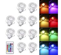 Faretti Incasso,Lixada 10PCS Luci di Coperta LED con Telecomando 500LM Lampada da Incasso a Terra 16 Colori RGBW 4 Modalità di Illuminazione Regolabile IP67 Impermeabile