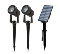 Faretti LED per Esterni 2 Pezzi con Pannello solare - Luci solari da Giardino 2x100 lumen Lampade da Giardino Impermeabili IP65 per giardino, cespuglio, Cortile, vasi, piante