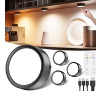 Faretti LED Ricaricabili USB con Telecomando, 2400 mAh Luci Vetrina Senza Fili Dimmerabile Luci LED a Batteria Adesive per Cucina Sottopensile Lampada Armadio Magnetica Luce Notturna Touch