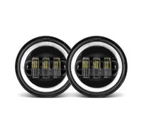 Faretti Moto Led 2 Pezzi 4.5 Pollici Moto LED Fendinebbia DRL 30W Impermeabile 1/2 Lampada Sorpasso Ausiliaria Led Moto Fari(Black With Halo)