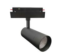 Faretti proiettore per binario MAGNETICO 48V monofase nero cilindro e giunti