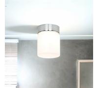 Faretti Soffitto Plafoniera Schermo di Vetro Bianco Angolare Cromo Moderno Bagno