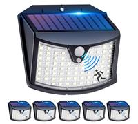 Faretto Led da Esterno Solare【6 Pezzi】, 3 Modos Luci Solari da Giardino con Sensore di Movimento, IP65 Impermeabile Lampade Solari a Led da Esterno per Giardino, Parete, Garage, Davanti alla Porta