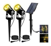 Faretti Solari Esterno 2 IN 1 Bianchi Caldi 3000K Lampade Solari da Giardino 2