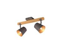 Barra BELL 2 spots oriantabili legno naturale metallo acciaio anticato l.50cm oro 801900267