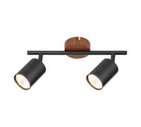 Faretto 2 luci Edmund metallo Lampade regolabili 2x GU10 Black/Oak