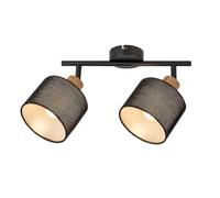 Faretto 2 Luci Miguel interno Metallo Legno 2x E14 Max 40W D.12 x H.9 Cm