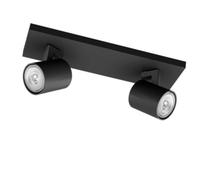Faretto 2 luci Philips Runner in metallo attacco GU10 IP20 nero - 43531500