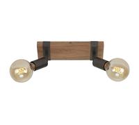 Spot Vintage Wood Basic Metallo Nero 2 Luci E27