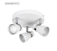 Faretto 3 Luci GU10 Orientabile Bianco Lampada Parete e Soffitto 200mm