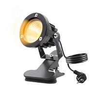 Faretto a LED, 10 W, con spina e interruttore, IP65, impermeabile, faretto da giardino, illuminazione da giardino, faretto a LED con cavo da 1,8 m, per esterni, cortile, prato (bianco caldo)