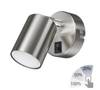 Faretto a parete WAIKA interruttore cromo opaco + lampada LED bianca a 3 livelli [EEK: F]