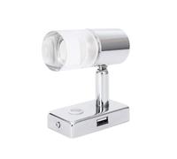 FARETTO A SOFFITTO 12V 3W USB LUCES GIREVOLE PARETE CROMATO MODERNO DESIGN