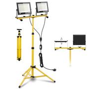 Faretto da Cantiere com Treppiede 200W, 20000LM 6500K Faro LED da Cantiere Portatile, Luce Bianca 6500K, Luminosità Regolabile 200W 100W 50W, Rotazione 360°, IP66 Impermeabile Faretto Lavoro