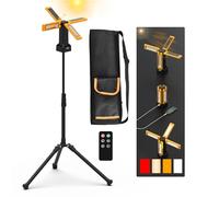 Faretto da Cantiere LED Ricaricabile Solare con Treppiede, Batteria da 13200 mAh, Faretti da Cantiere con Luminosità da 8000 Lumen, Adatto a Cantieri, Campeggio All'aperto (Arancione con telecomando)