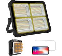 Faretto da costruzione a LED a energia solare, ricaricabile, portatile, con power bank da 16500 mAh, 10000 lumen, per cantieri, garage (nero)