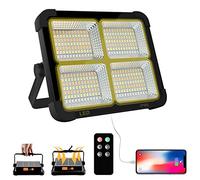Faretto da costruzione a LED da 100 W, a energia solare, ricaricabile, per auBen con power bank da 16500 mAh, 10.000 lumen, per cantieri, garage, officina (nero (remoto)