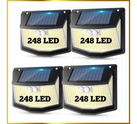 Faretto da Esterno 248 LED Faro da Parete 4PZ Panello Solare Rilevatore Moviment