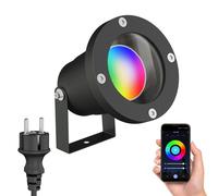 ledscom.de Faretto da giardino a LED DUK nero per esterni, alluminio, IP65, incl. lampadina Smart Home RGBW GU10 LED, 5,41W, 473lm