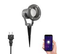 ledscom.de Faretto da giardino a LED MIBU antracite con picchetto a terra per esterni, incl. lampada LED Smart Home RGBW GU10, 5,5W, 473lm
