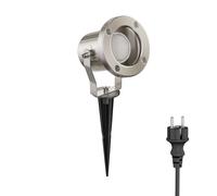 ledscom.de Faretto da giardino a LED MIBU con picchetto a terra per uso esterno, acciaio inox, incl. lampada GU10 4.914W 450lm 100° bianco caldo