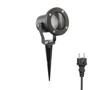 ledscom.de Faretto da giardino a LED MIBU nero con picchetto a terra per uso esterno, acciaio inox, incl. lampada GU10 6,826W 630lm 100° bianco caldo