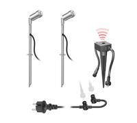 ledscom.de Faretto da giardino LED Spico con picchetto a terra e sensore crepuscolare per esterni IP44 105lm ciascuno bianco caldo set di 2