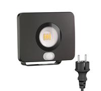 ledscom.de Faretto da giardino a LED WEGA per esterni, IP44, rilevatore di movimento, spina, nero, 11,9 W, 880lm, bianco